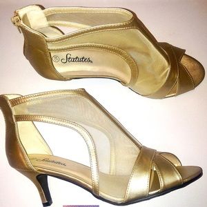 Women Shoes Size 12W Shoes Open Toe Gold Heels
